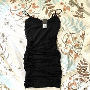 NWT Small Forever 21 Ruched Black Mesh Bodycon Dress🖤